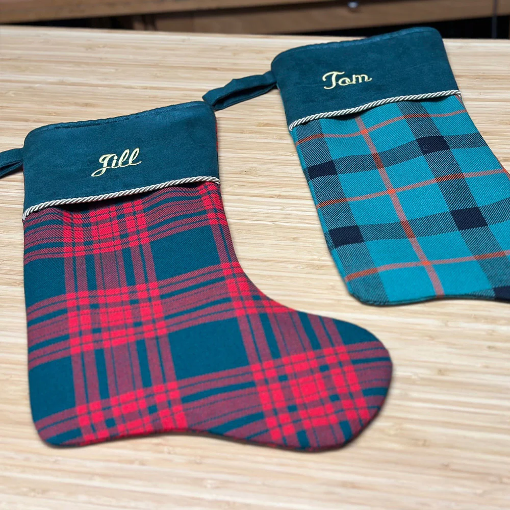 Custom Tartan Christmas Stocking with Embroidery - Image 4