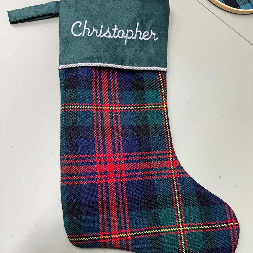 Custom Tartan Christmas Stocking with Embroidery - Image 5