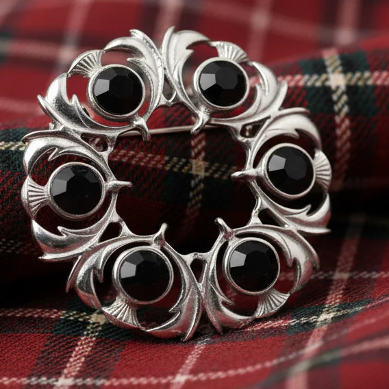 Dancers Thistle Plaid Brooch
