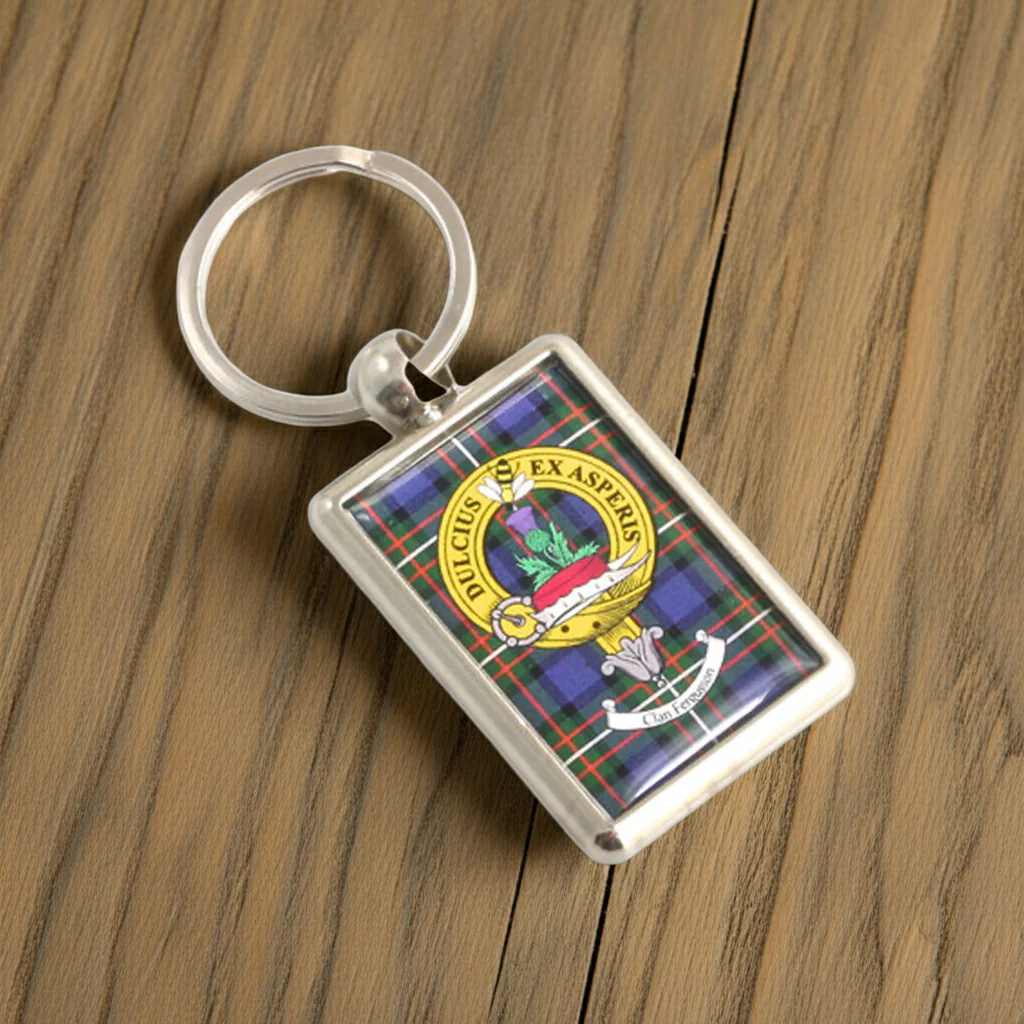Double Sided Clan Crest Silver Effect Keyring