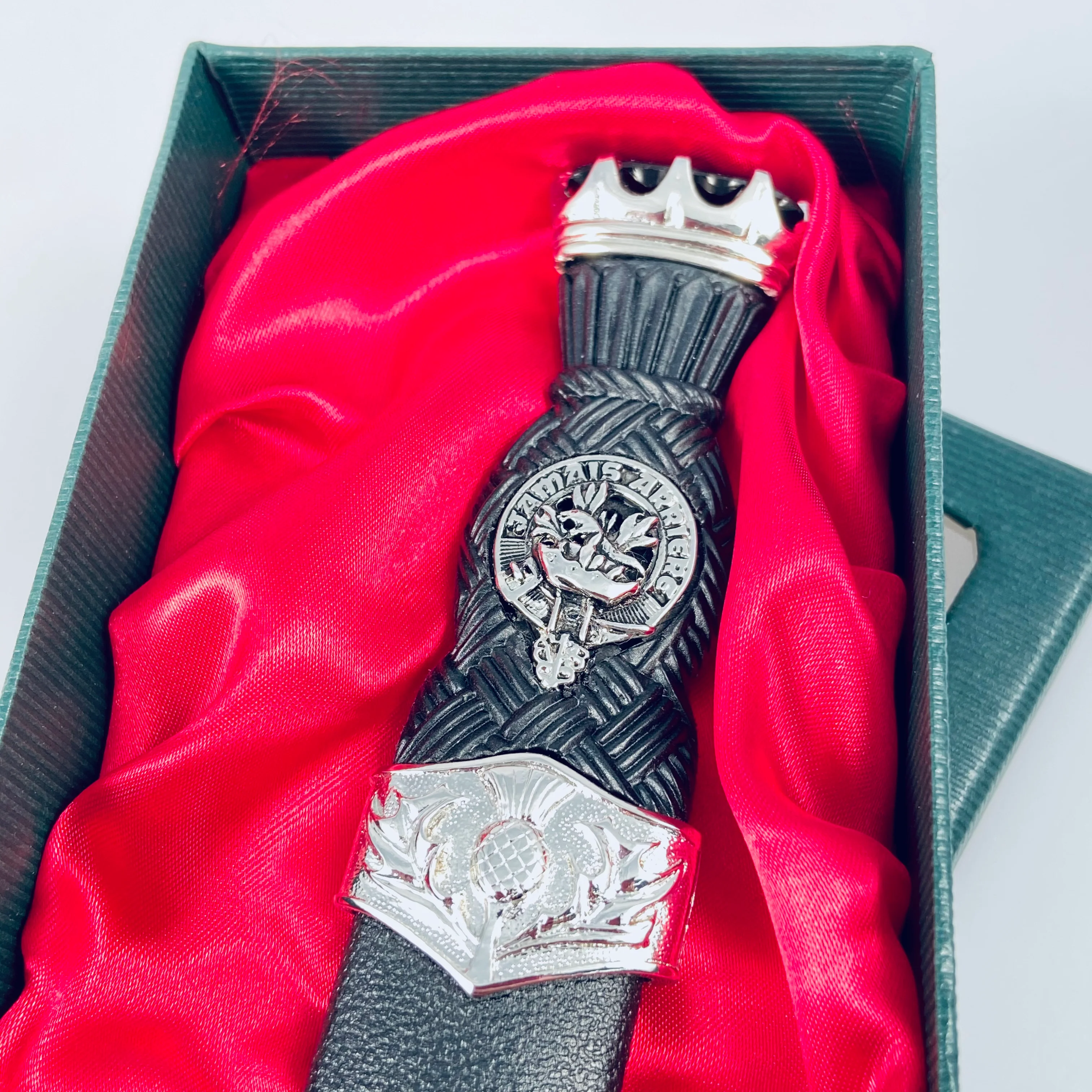 Douglas Clan Crest Stone Top Thistle Design Sgian Dubh - Image 2
