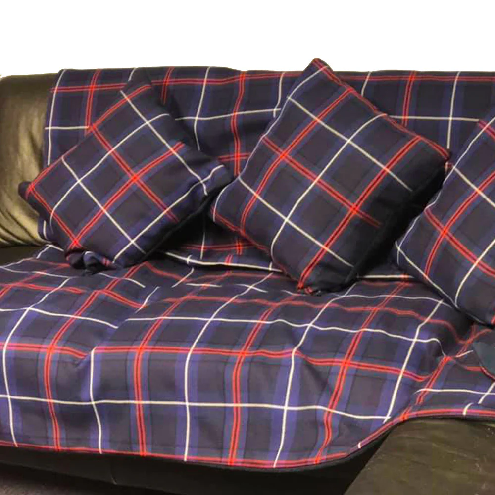 Drummond Ancient Fleece lined Tartan Throw and Three Cushion Cover Set - Image 3