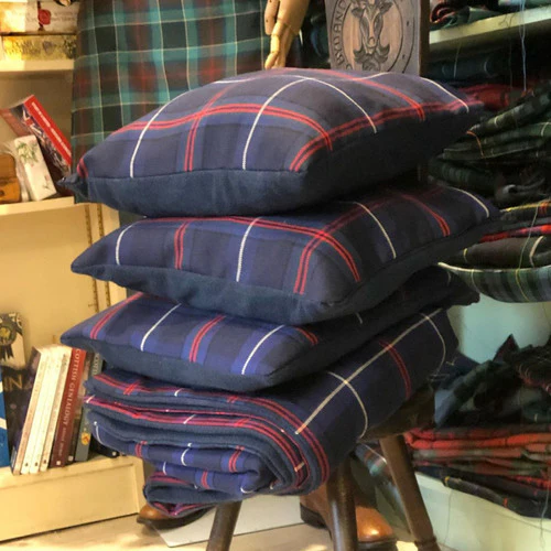 Drummond Ancient Fleece lined Tartan Throw and Three Cushion Cover Set - Image 5