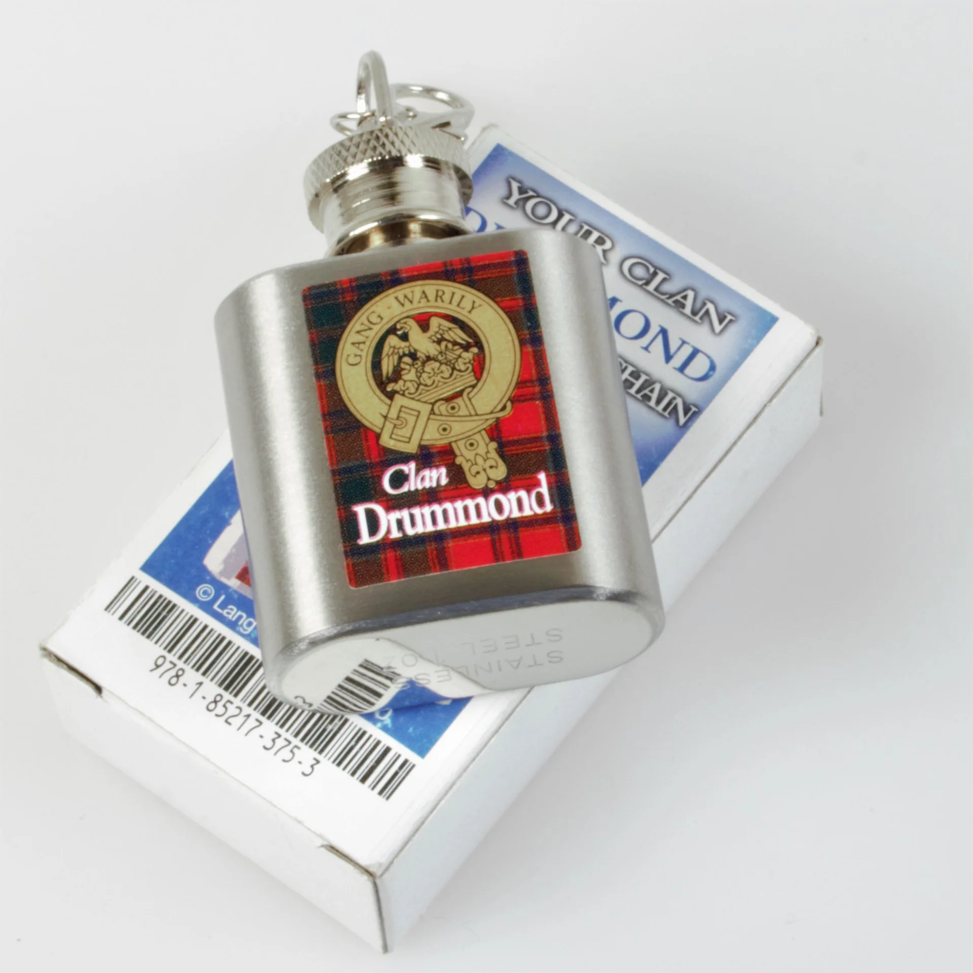 Shaw Clan Crest Nip Flask (to clear) Keyring