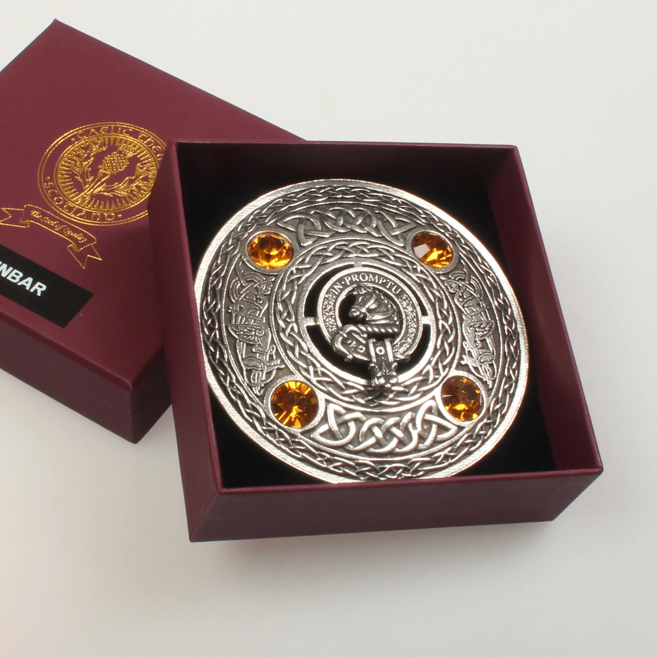Dunbar Clan Crest Pewter Plaid Brooch