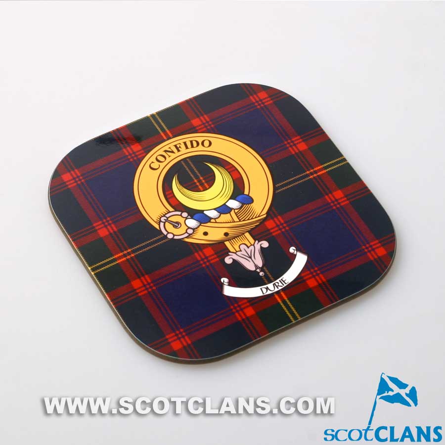 Durie Clan Crest and Tartan Wooden Coaster 4 Pack - Image 2