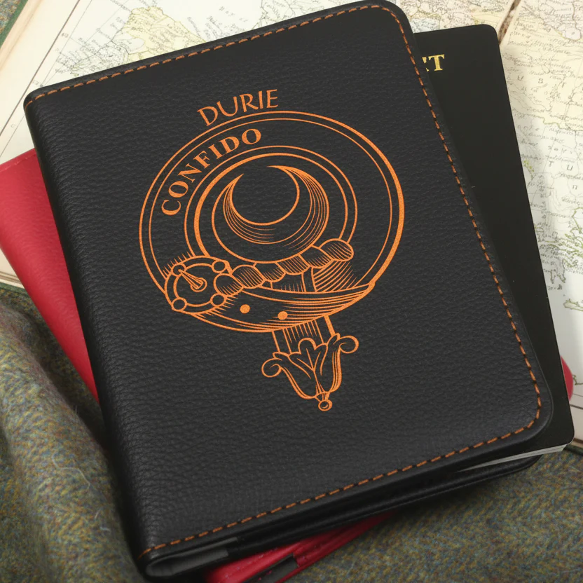 Durie Clan Crest Leather Passport Cover
