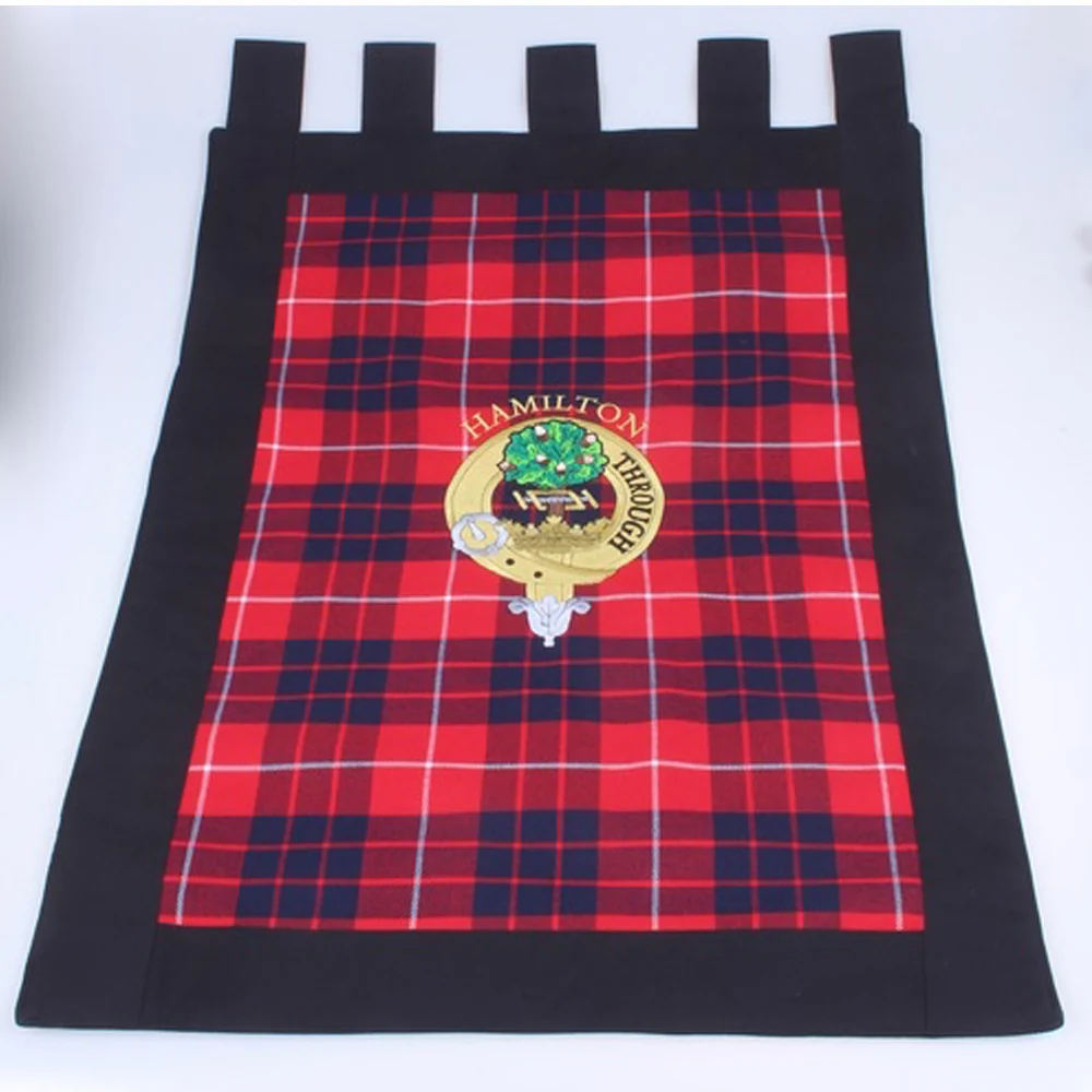 Embroidered Clan Crest Wall Hanging/Banner on Tartan