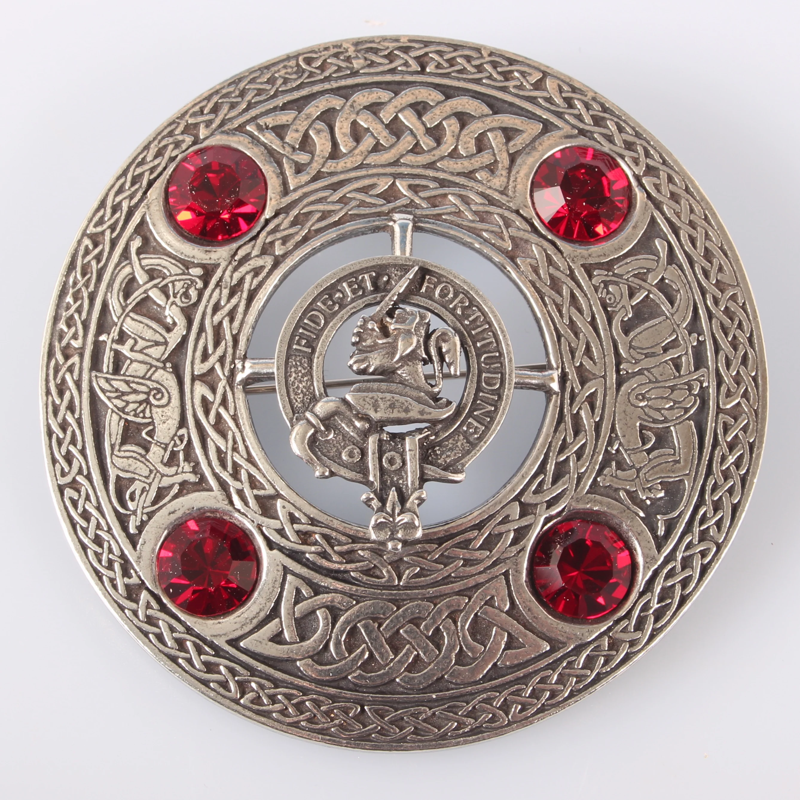 Farquharson Clan Crest Pewter Plaid Brooch - Image 2