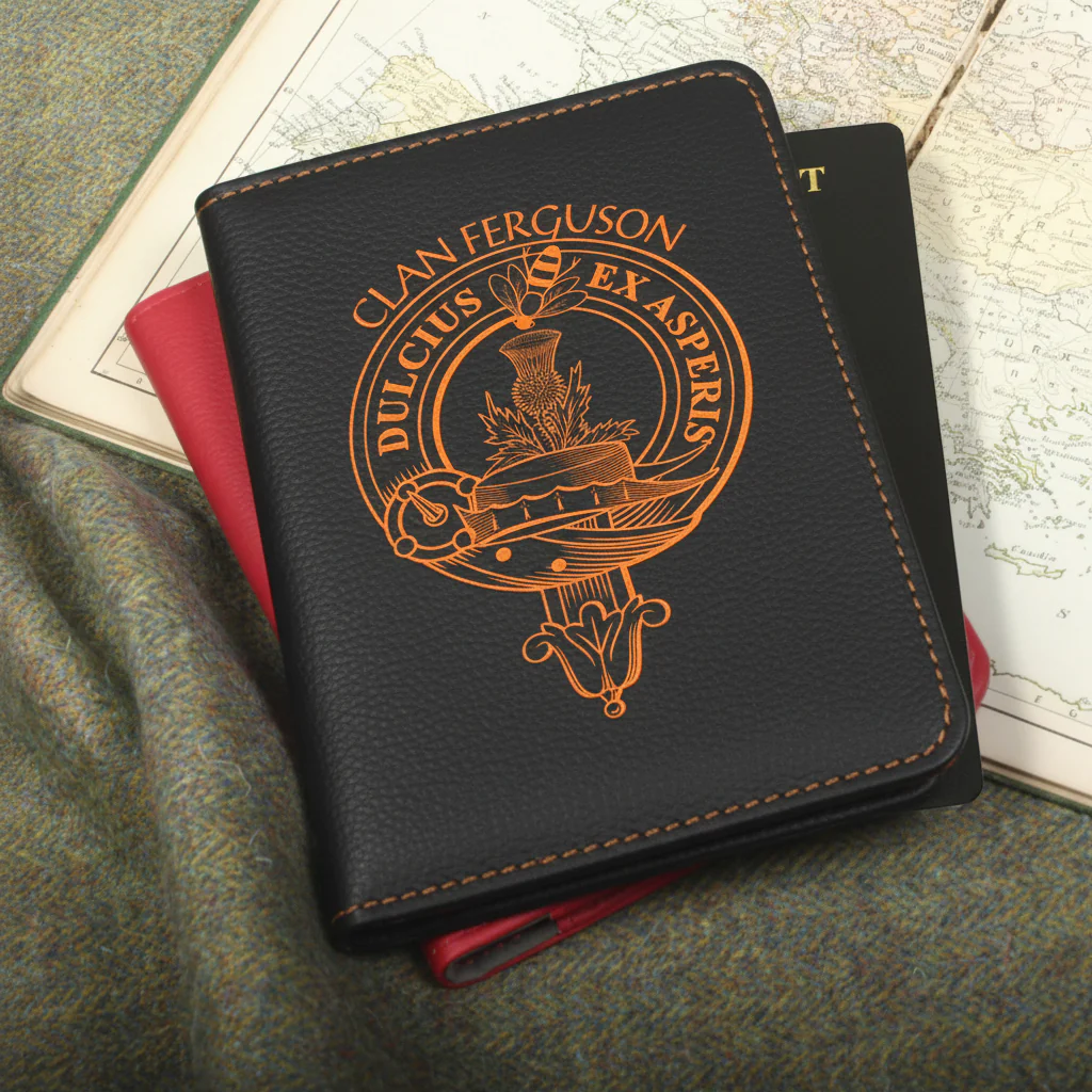 Ferguson Clan Crest Leather Passport Cover