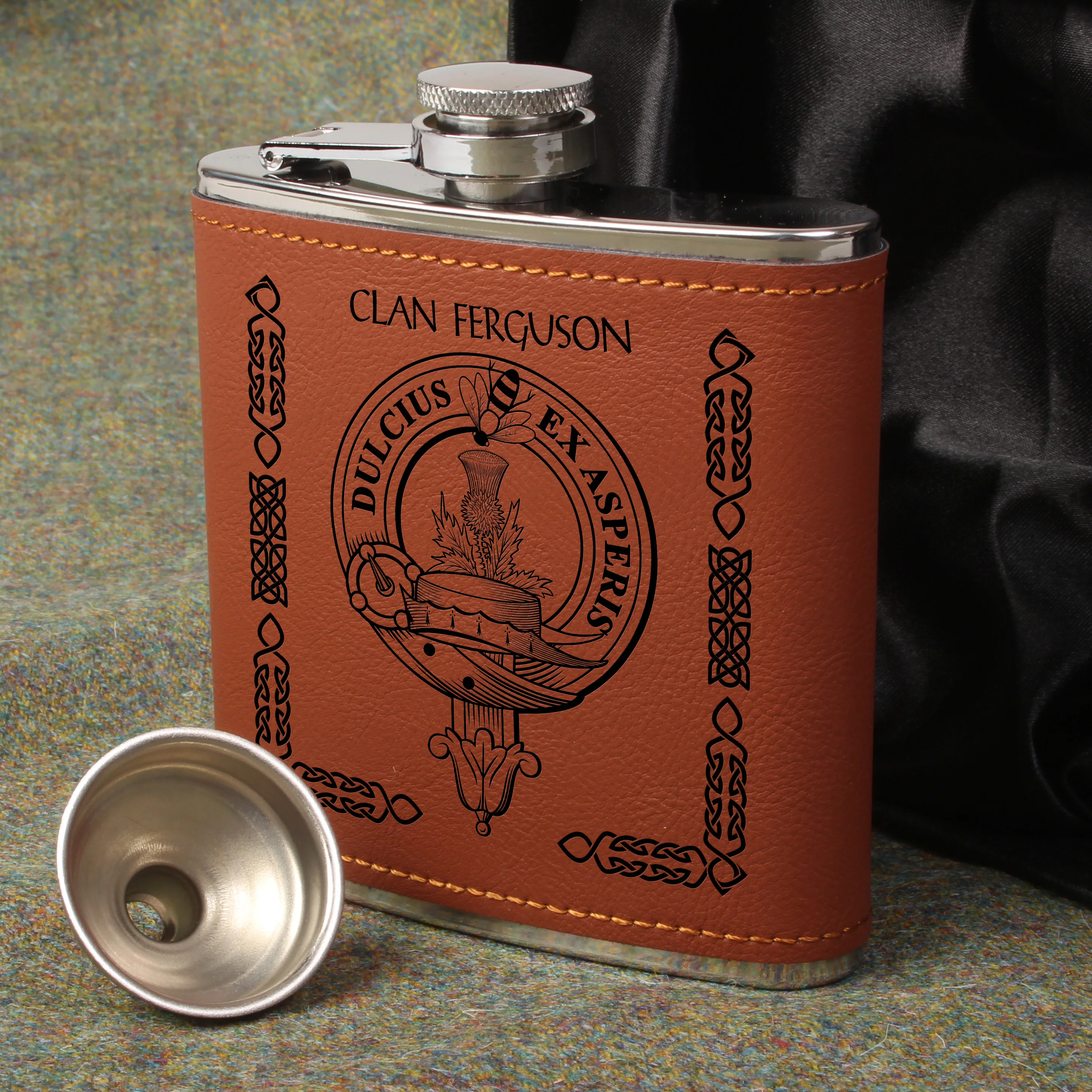 Ferguson Clan Crest PU Leather Covered Hip Flask