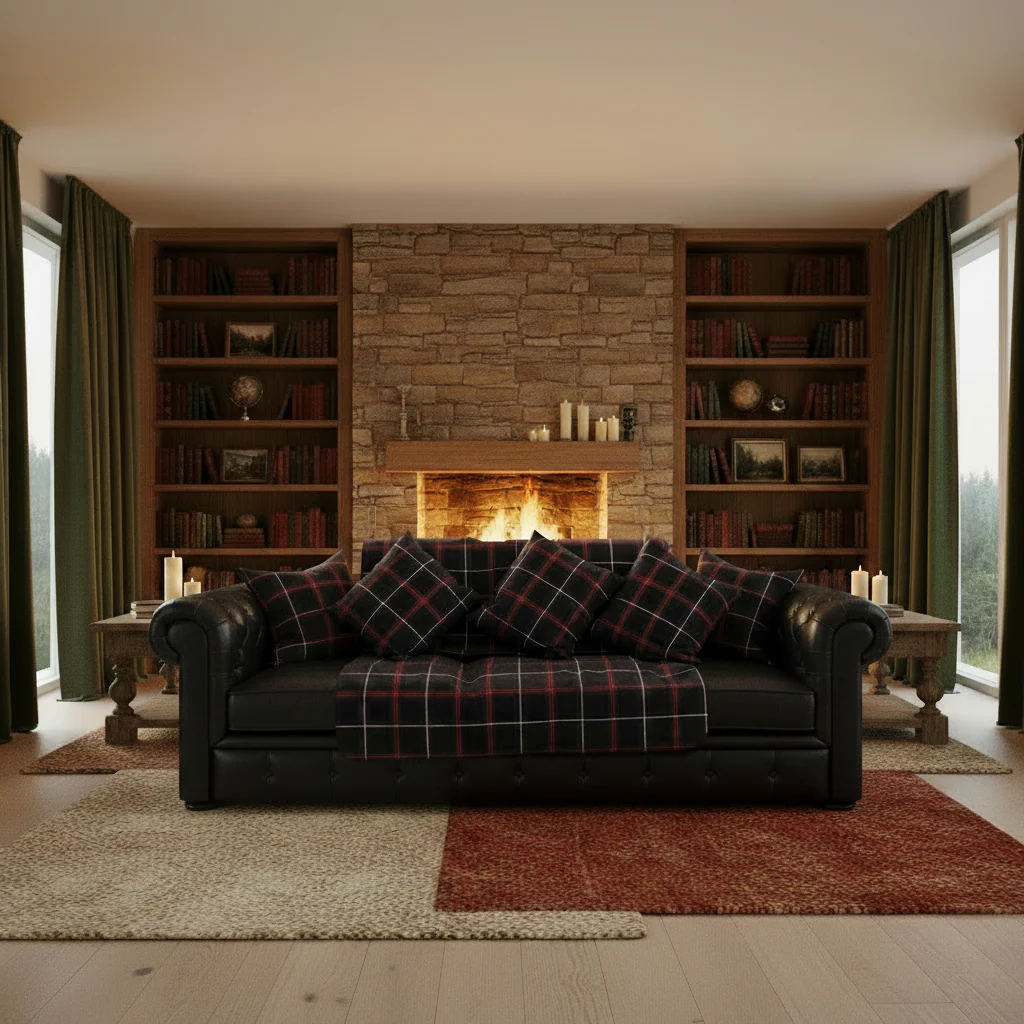 Fleece lined Tartan Throw and Three Cushion Cover Set - Image 9