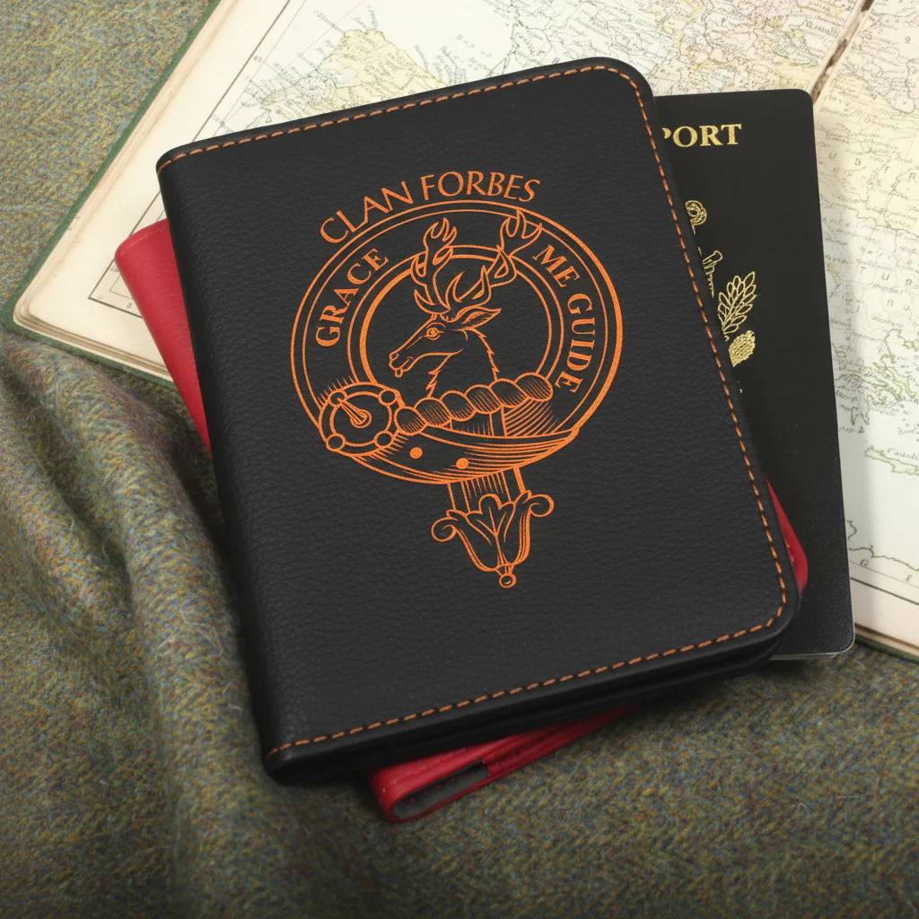 Forbes Clan Crest Leather Passport Cover