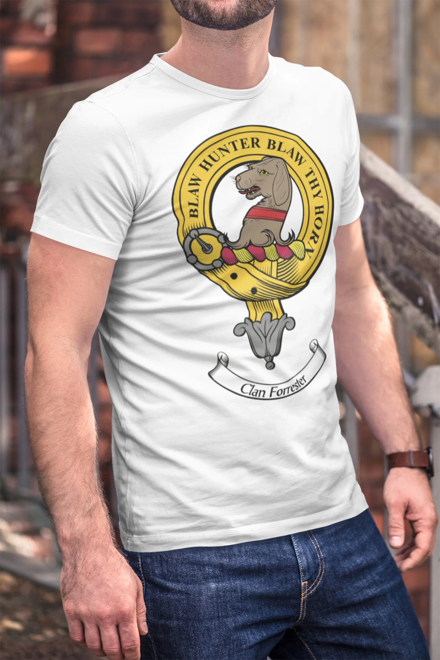 Forrester Clan Crest Men's T-Shirt - Custom Printed, Vibrant Colors, Comfortable Fit