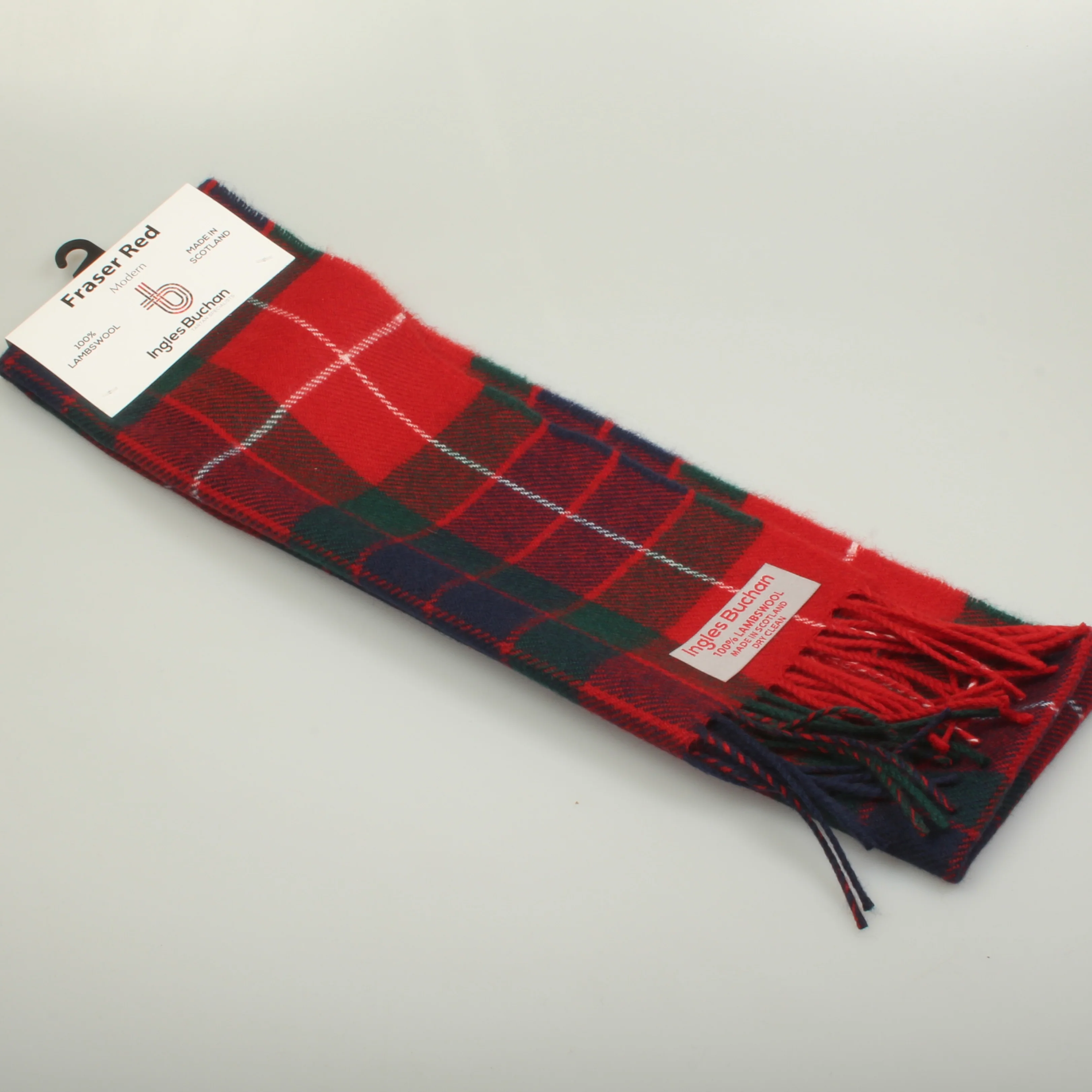 Fraser Red Modern Tartan Lambswool Scarf