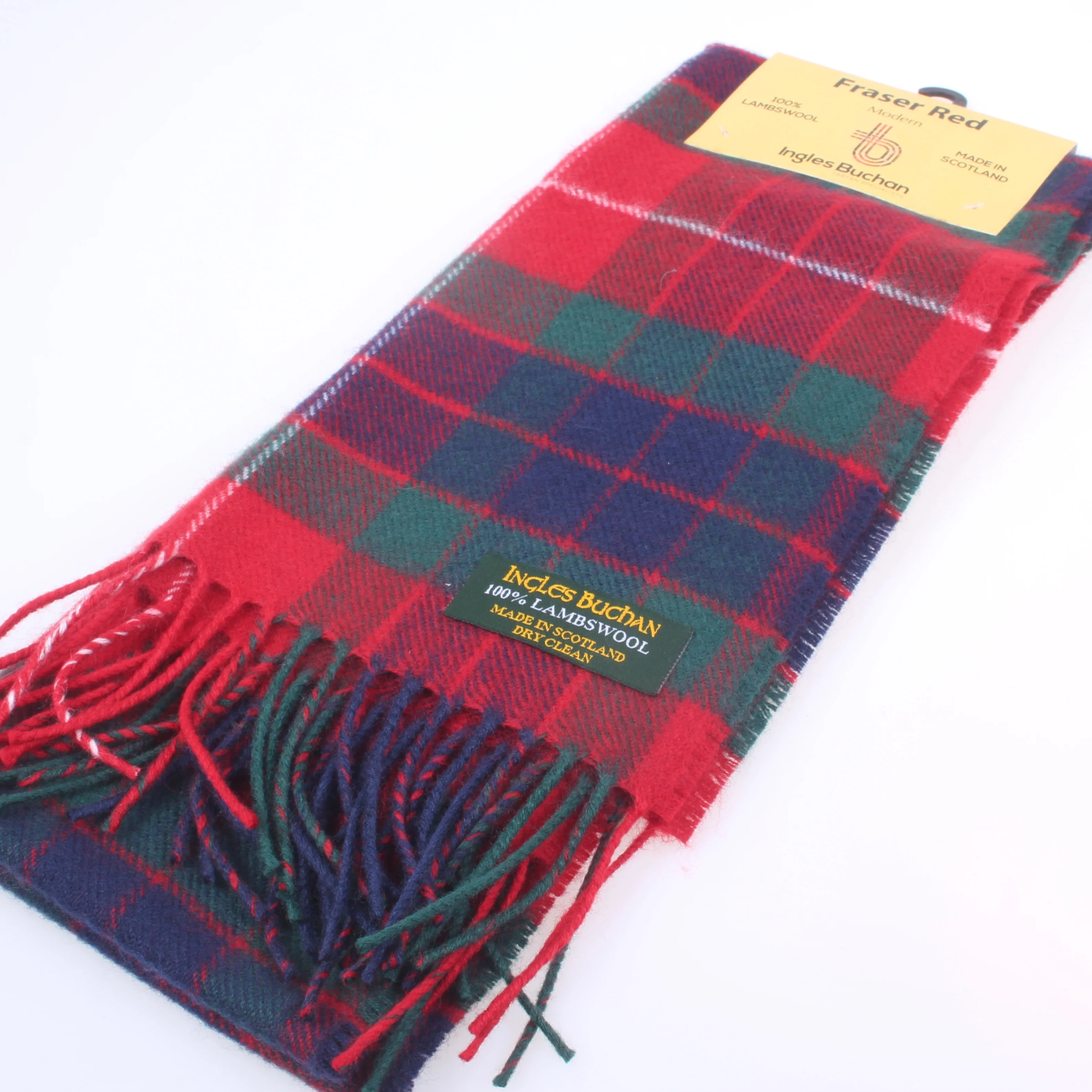Fraser Red Modern Tartan Lambswool Scarf - Image 2
