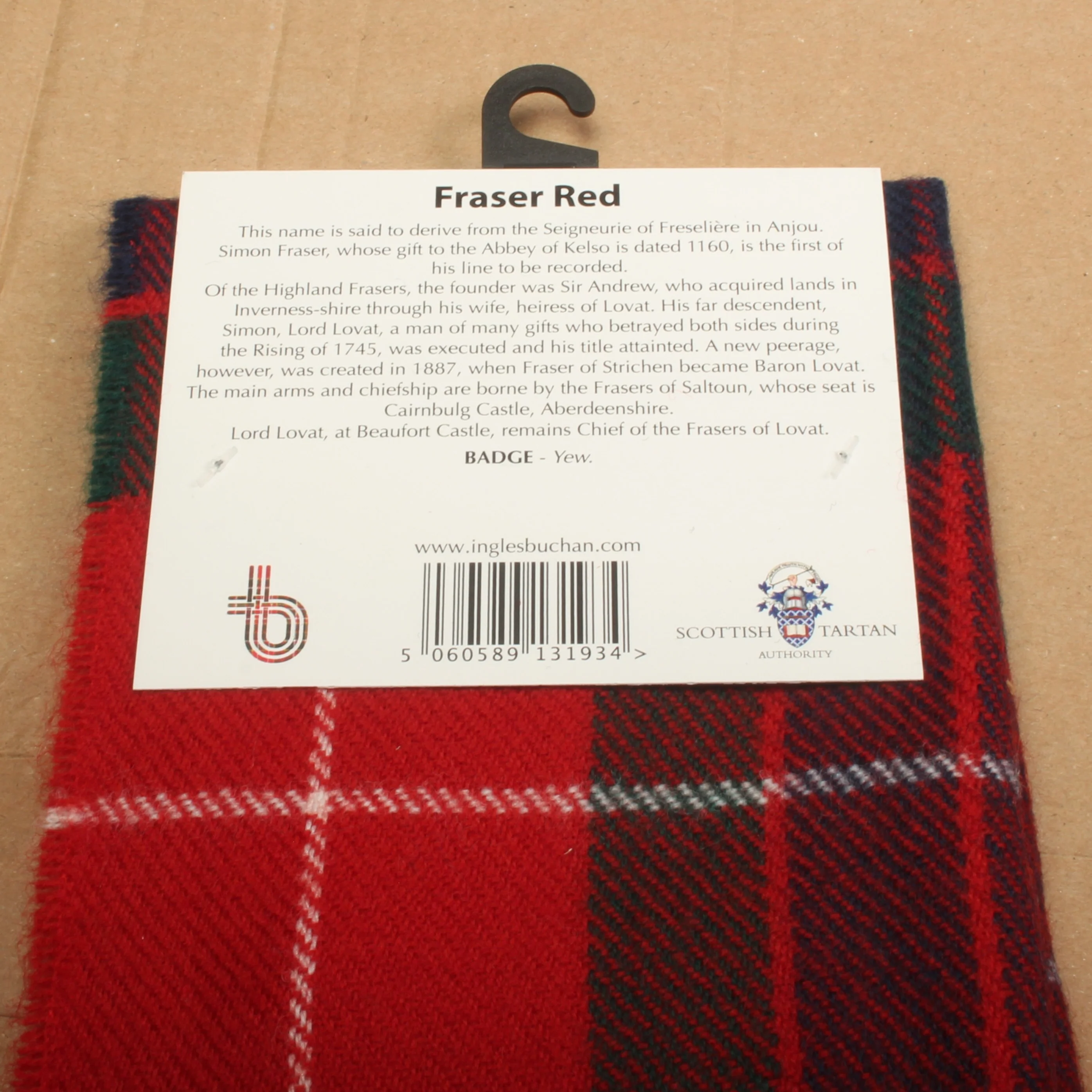 Fraser Red Modern Tartan Lambswool Scarf - Image 3