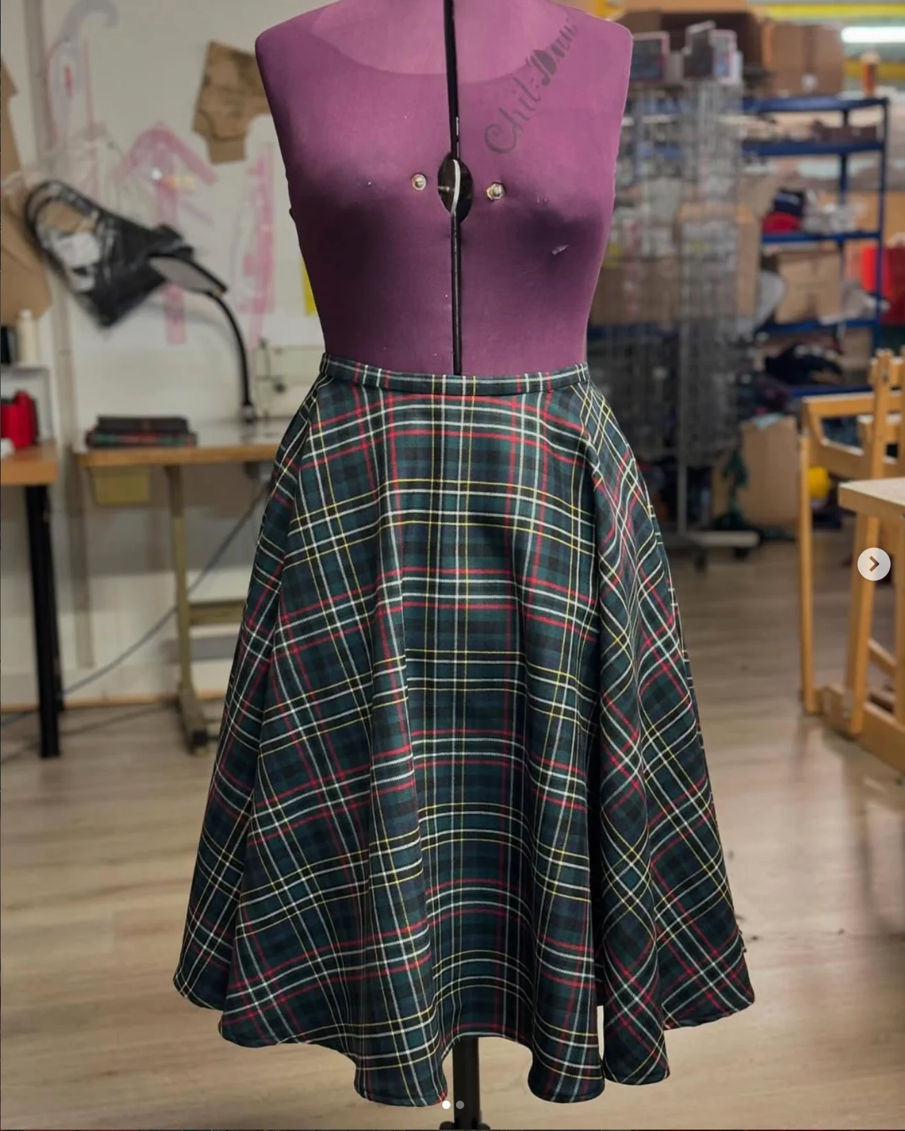 Full Lined Tartan Circle Skirt in Scott Green Modern Tartan. - Image 3
