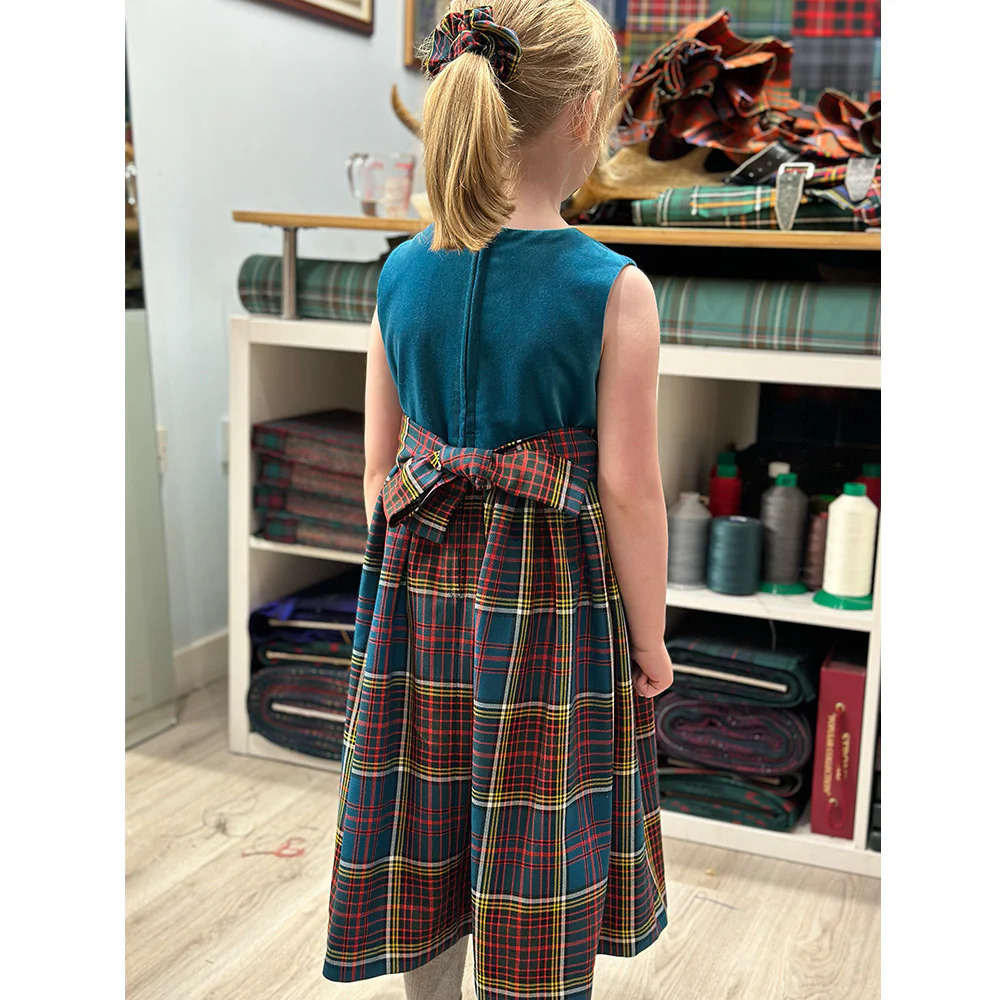 Girls Tartan and Velvet Dress (age 2 - 10) - Any Tartan - Image 2