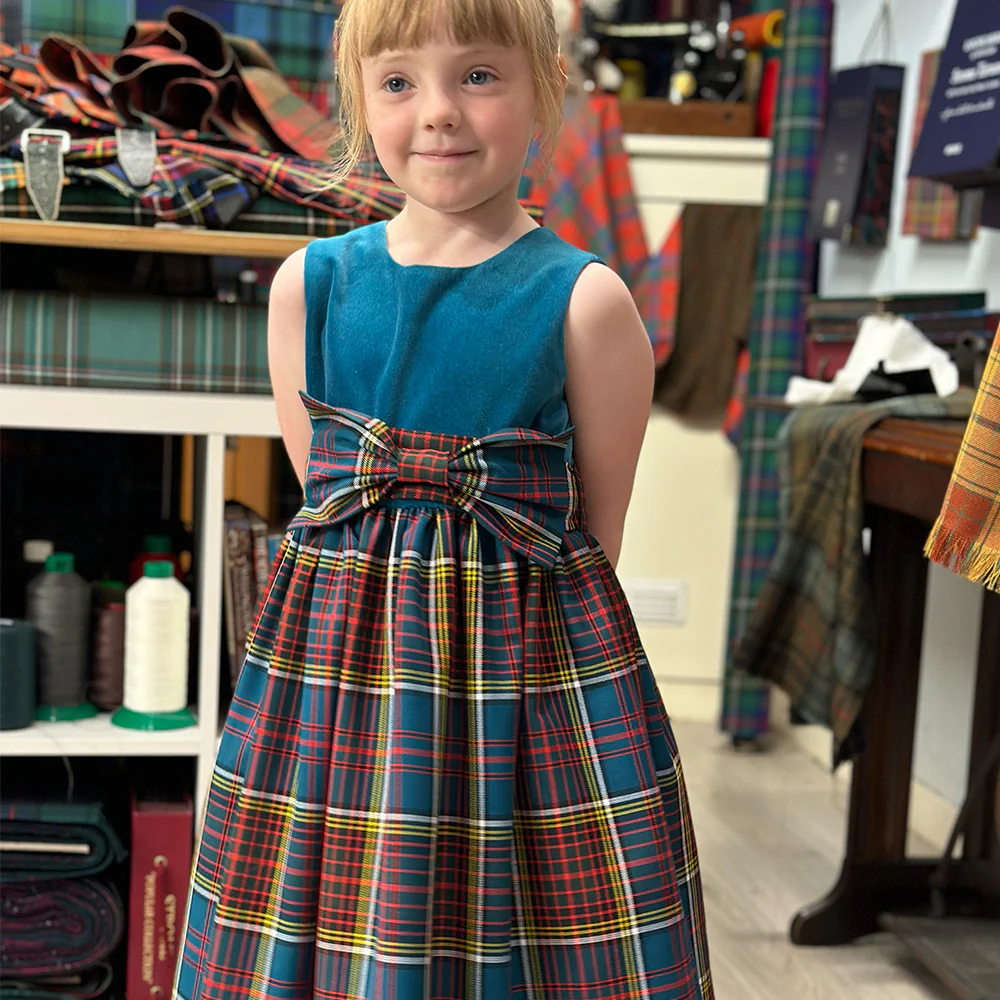 Girls Tartan and Velvet Dress (age 2 - 10) - Any Tartan - Image 3