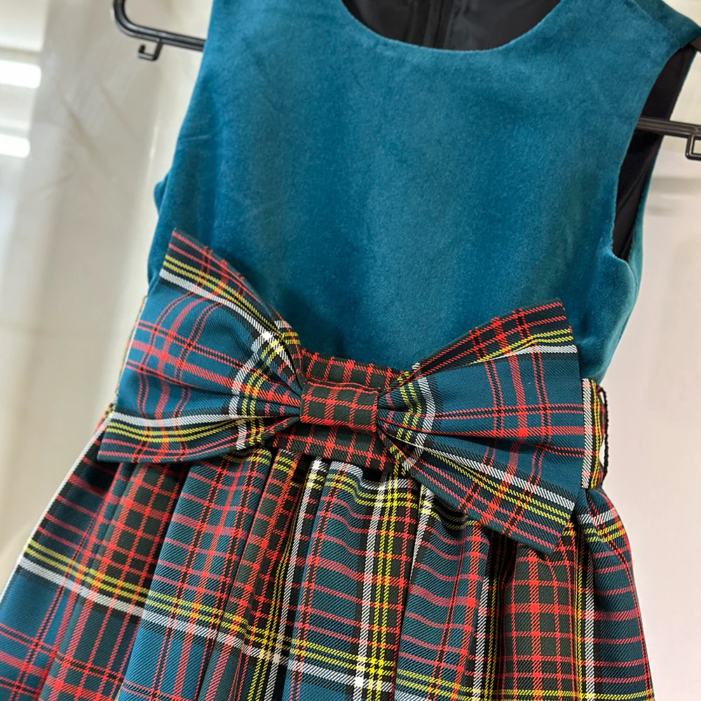 Girls Tartan and Velvet Dress (age 2 - 10) - Any Tartan - Image 5