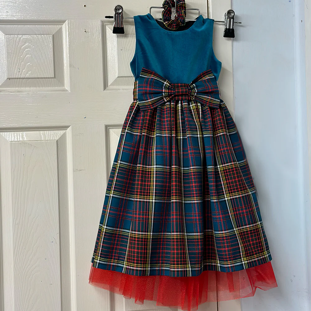 Girls Tartan and Velvet Dress (age 2 - 10) - Any Tartan - Image 6