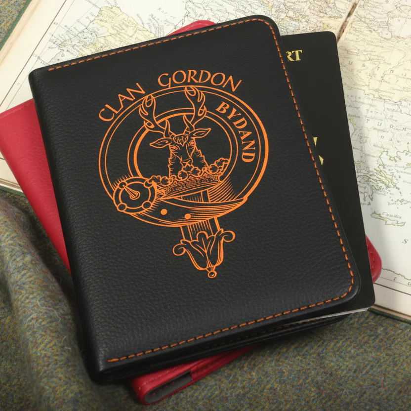 Gordon Clan Crest Leather Passport Cover
