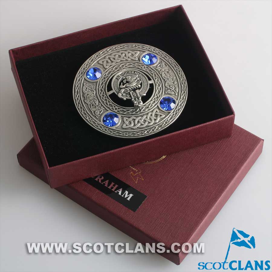 Graham Clan Crest Pewter Plaid Brooch - Image 2