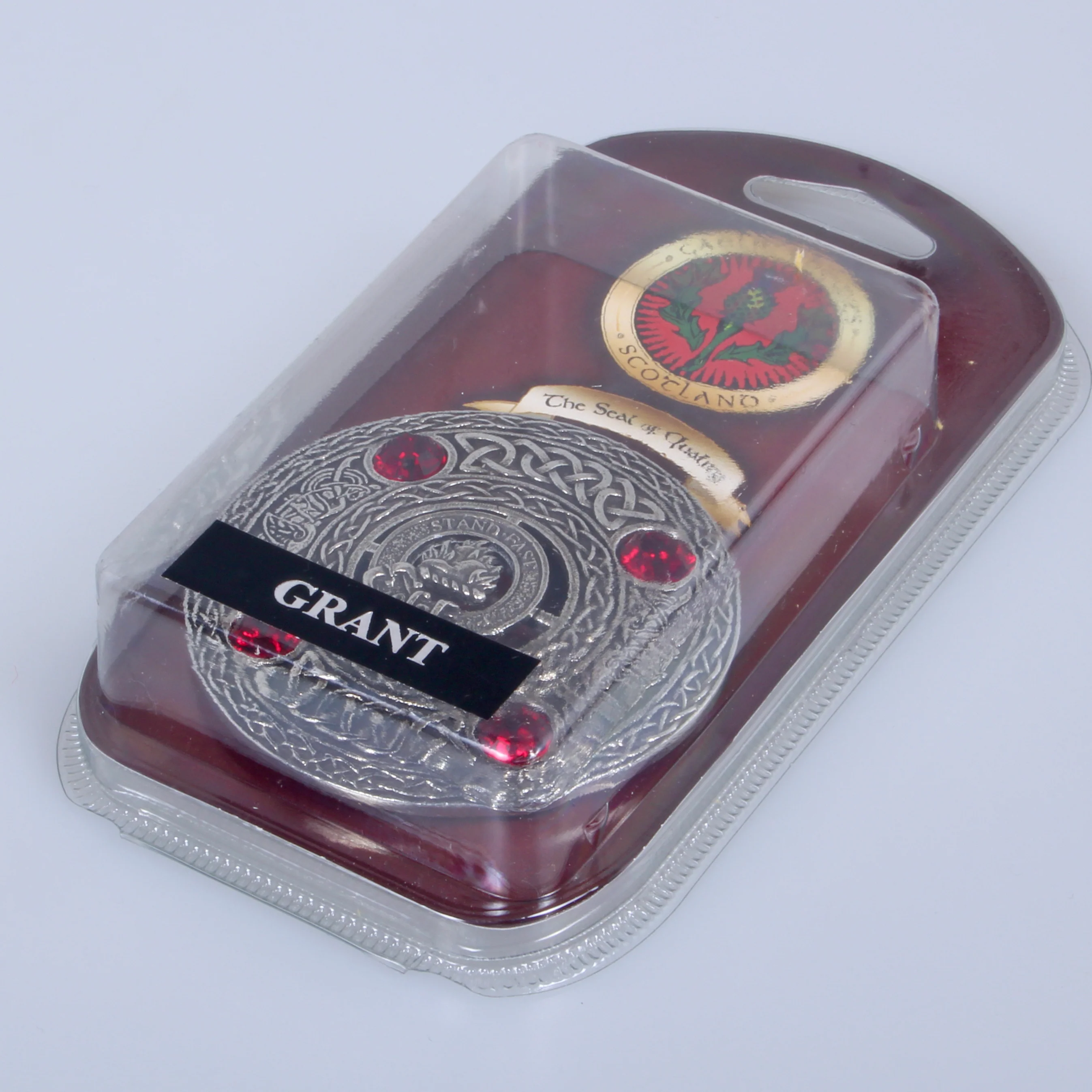 Grant Clan Crest Pewter Plaid Brooch - Image 2