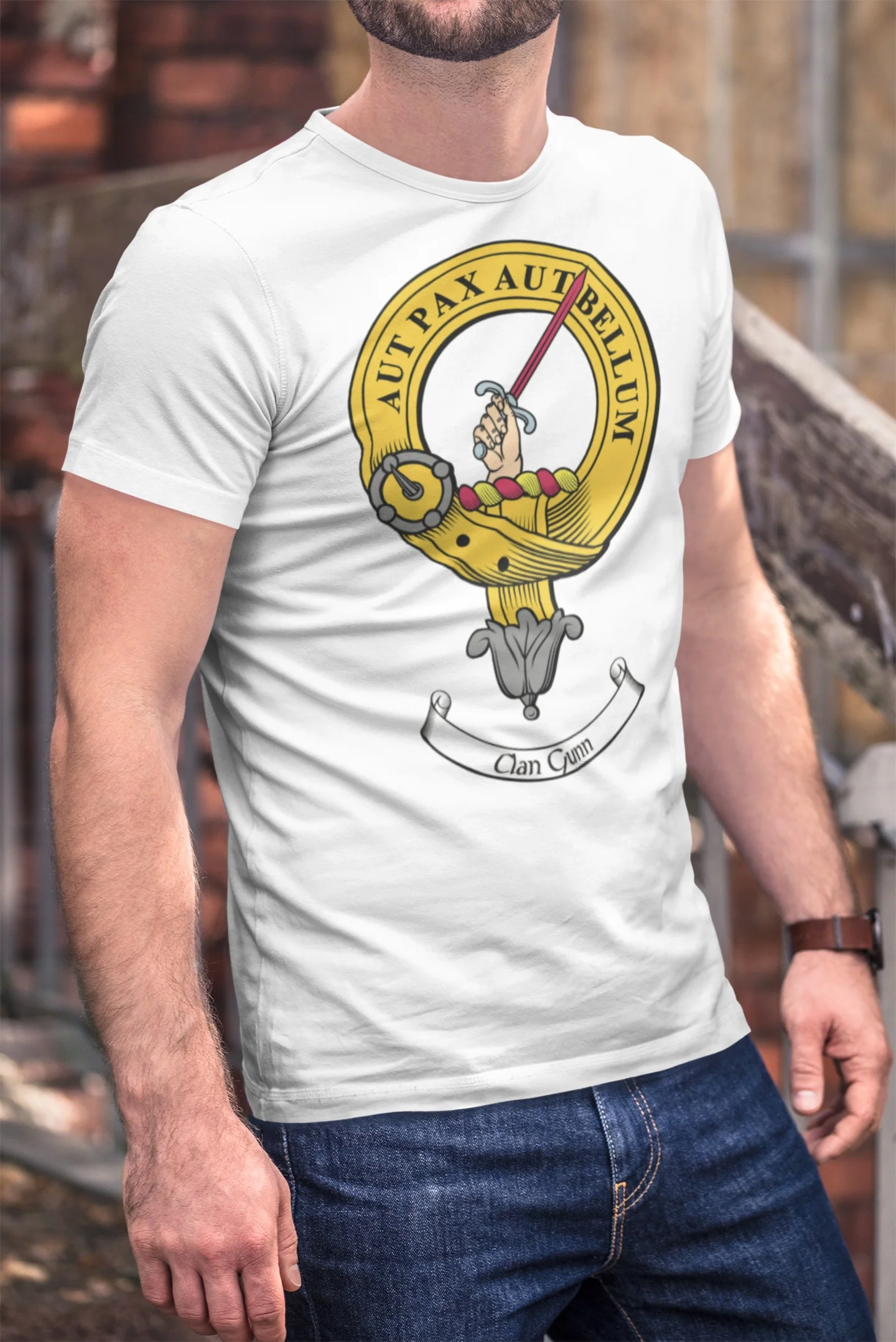 Gunn Clan Crest Gents T-Shirt - Personalized, Quality Print, Available in Sizes S to 3XL