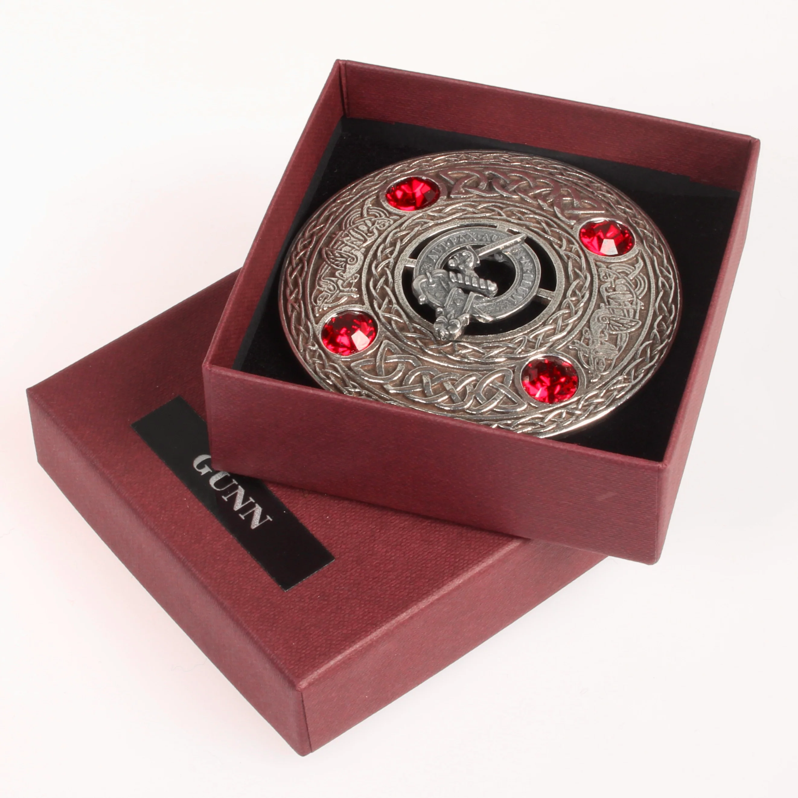 Gunn Clan Crest Pewter Plaid Brooch