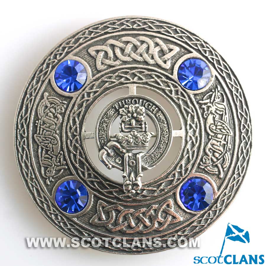 Hamilton Clan Crest Pewter Plaid Brooch