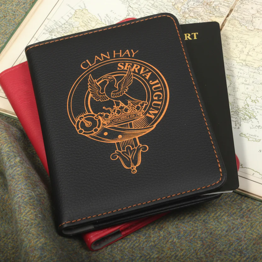 Hay Clan Crest Leather Passport Cover