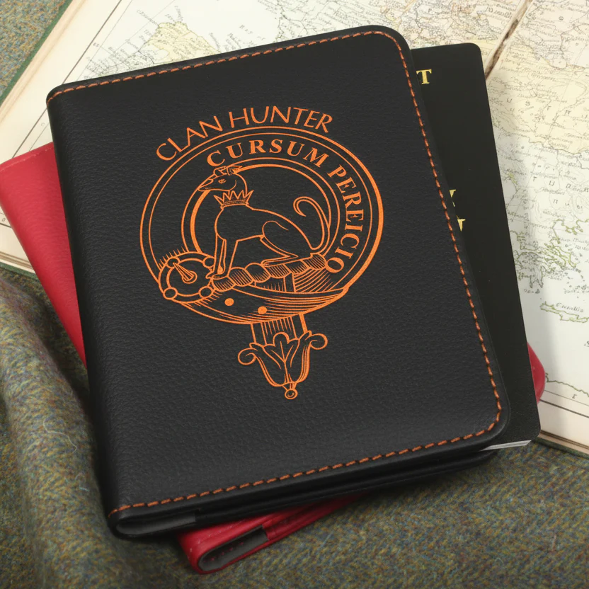 Hunter Clan Crest Leather Passport Cover