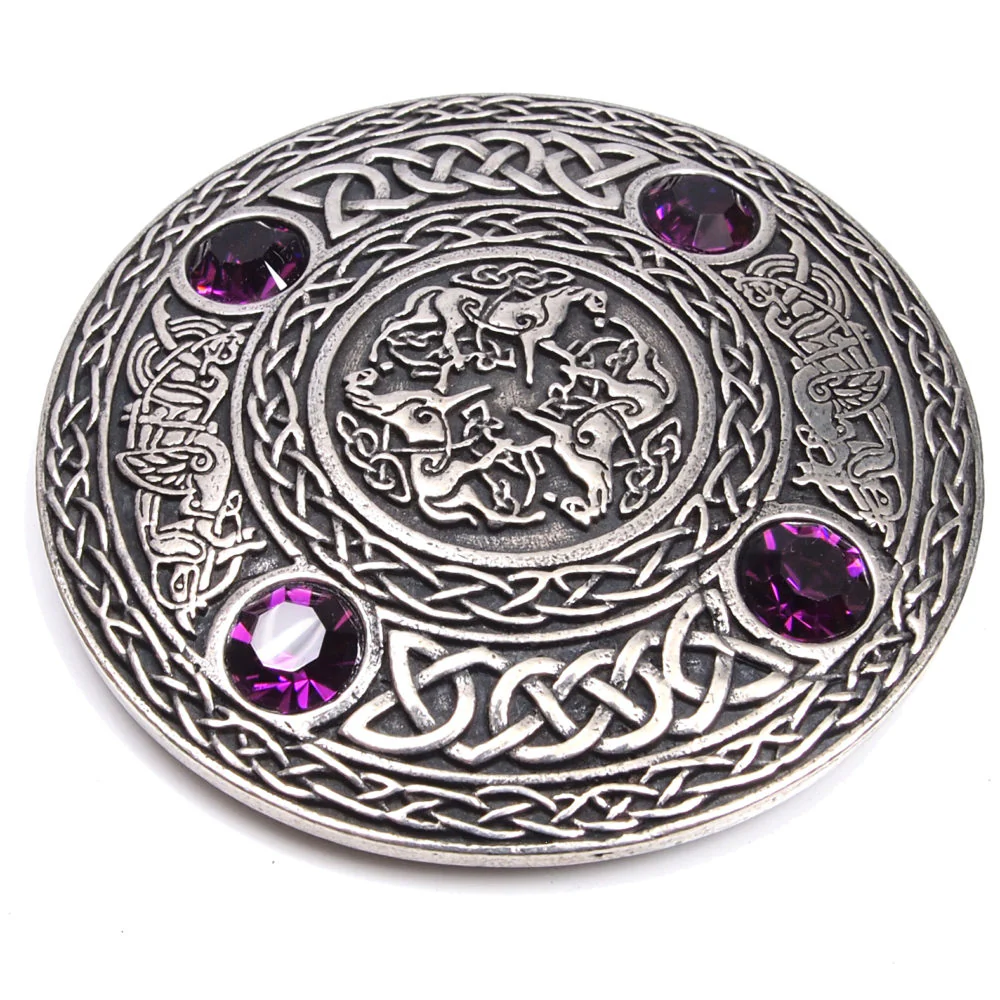 Inverurie 4 Stone Pewter Plaid Brooch