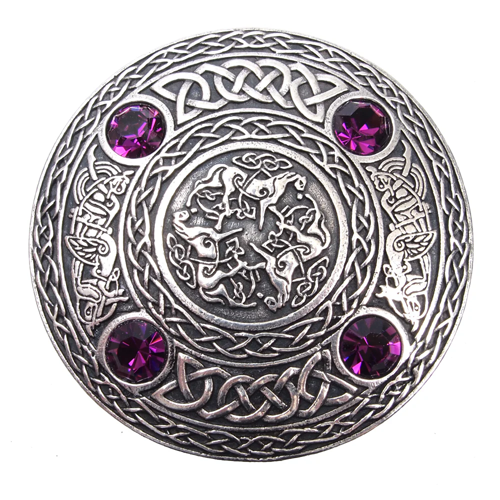 Inverurie 4 Stone Pewter Plaid Brooch - Image 2
