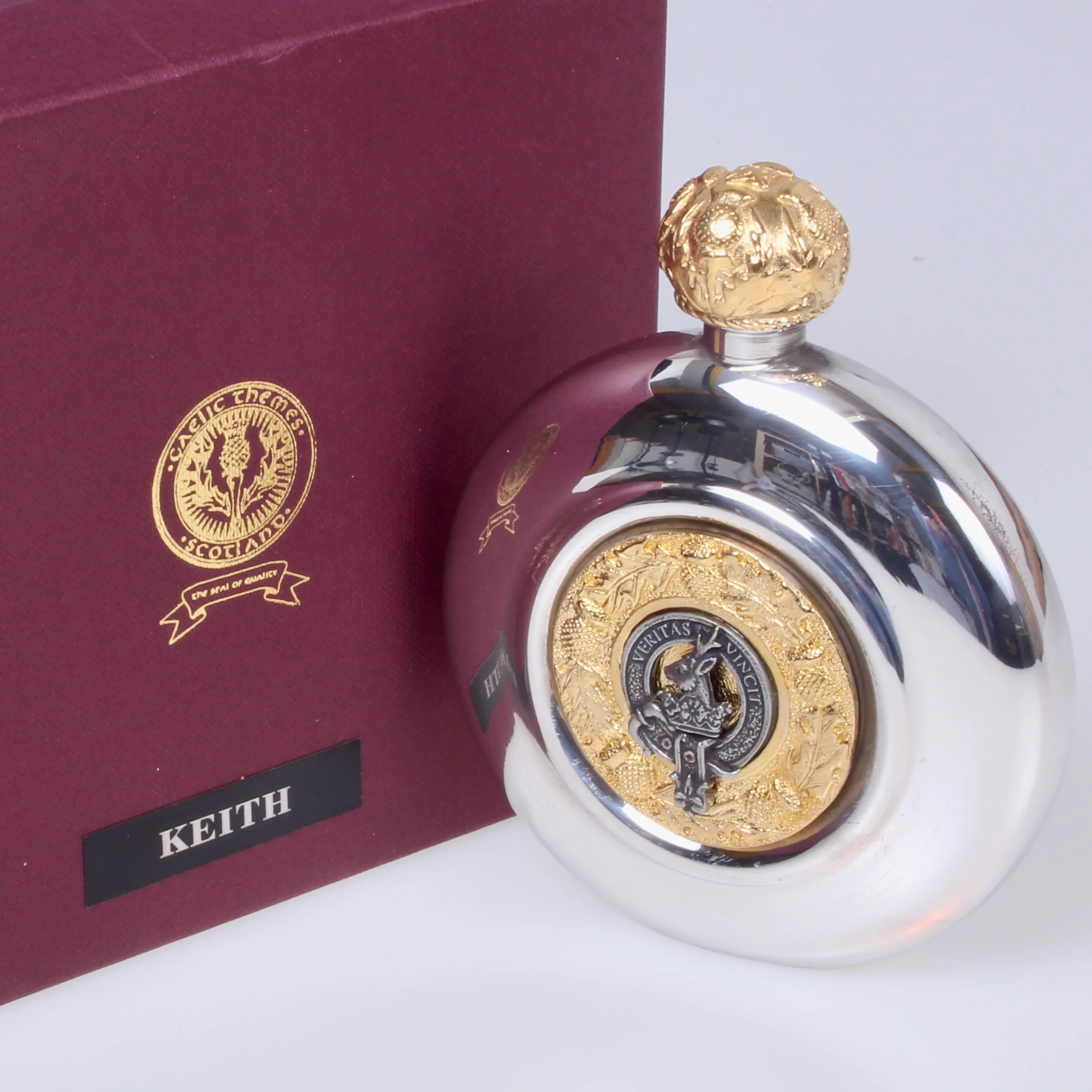 Keith Clan Crest Pewter Sporran Flask