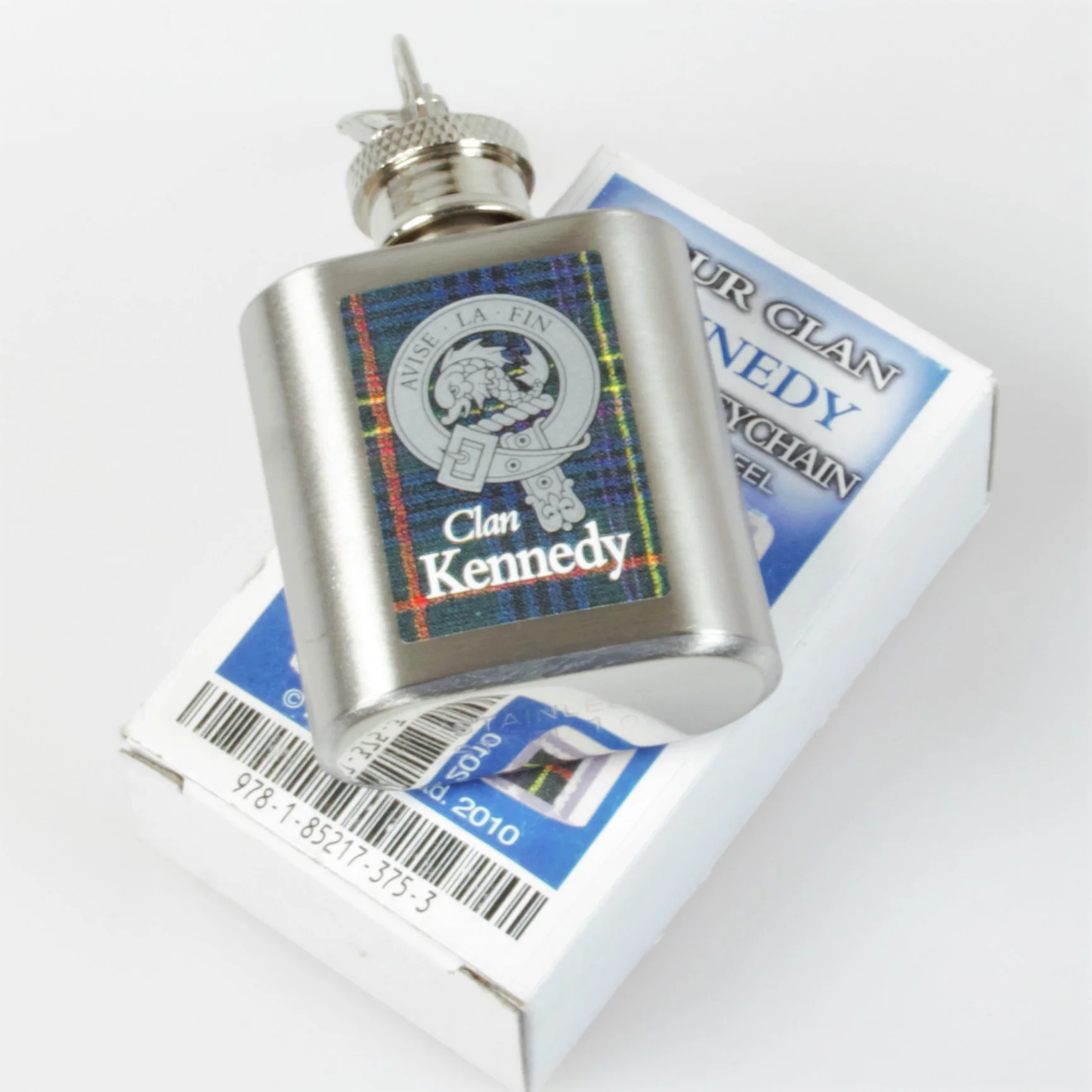 Shaw Clan Crest Nip Flask (to clear) Keyring