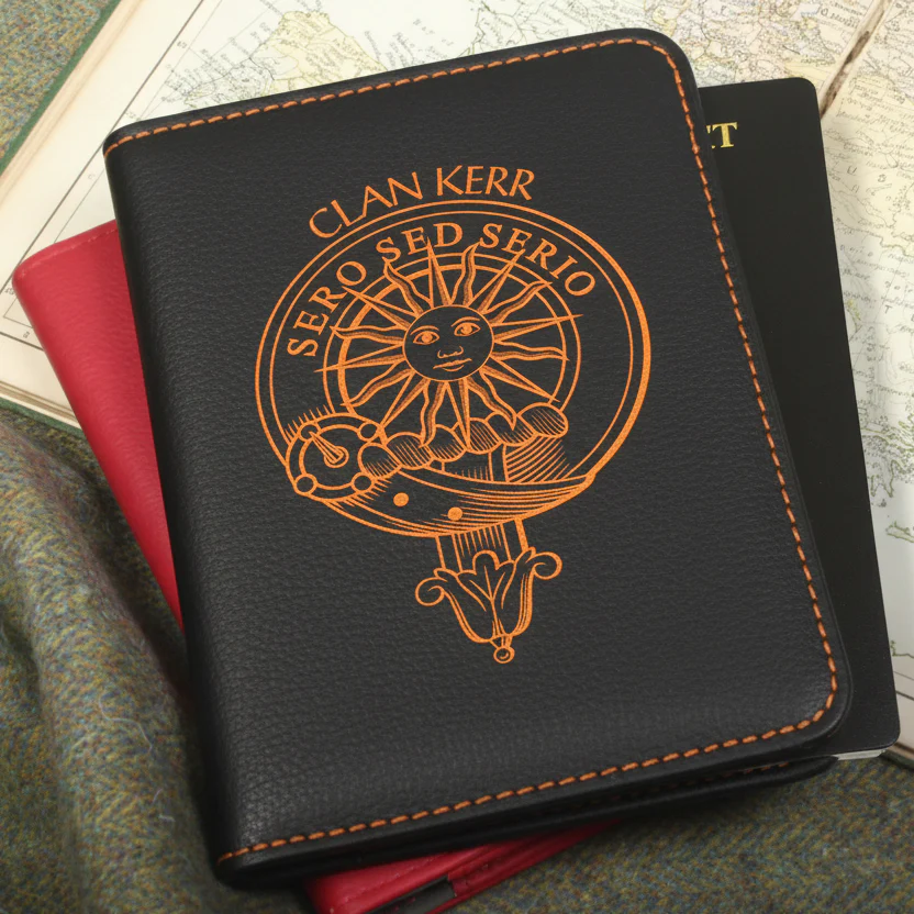 Kerr Clan Crest Leather Passport Cover