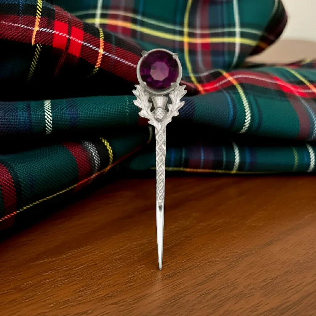 Kilt Pin - Thistle with Dark Amethyst - Image 3