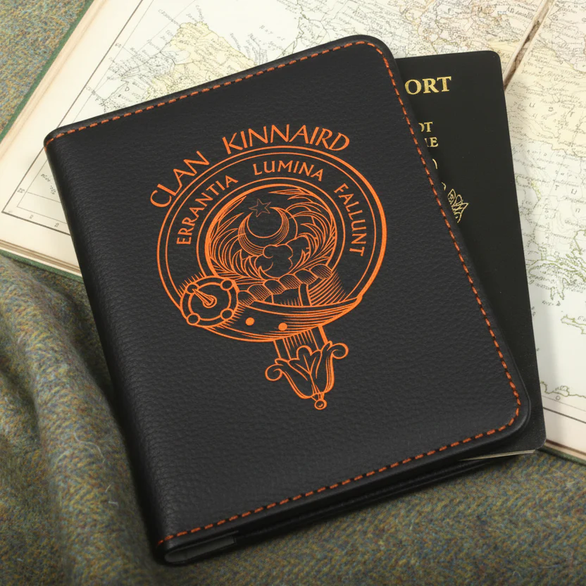 Kinnaird Clan Crest Leather Passport Cover
