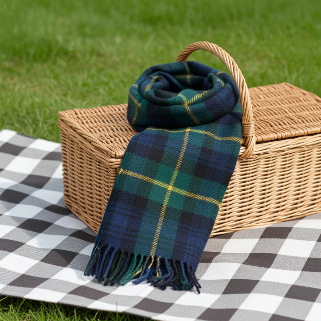 Lambswool Scarf in Gordon Modern Tartan - Image 3
