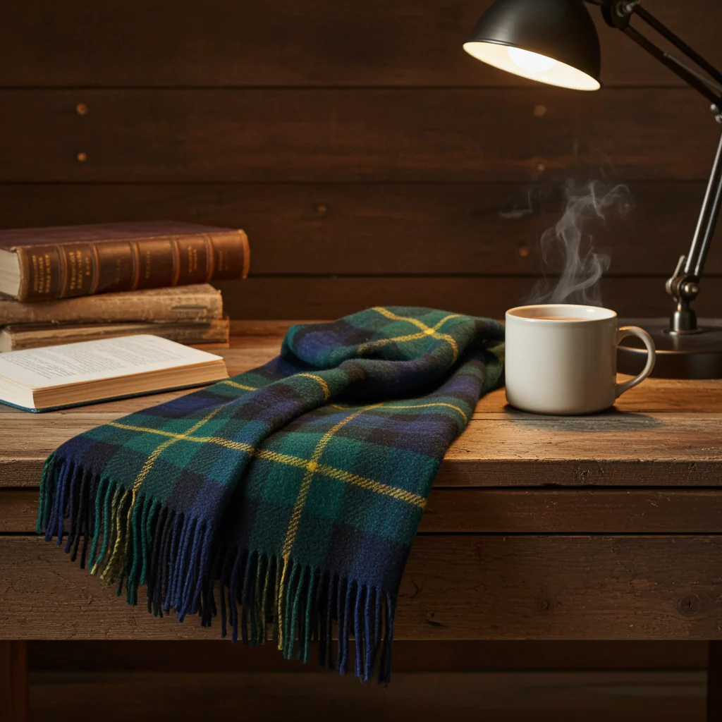 Lambswool Scarf in Gordon Modern Tartan - Image 4