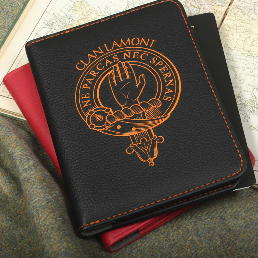 Lamont Clan Crest Leather Passport Cover