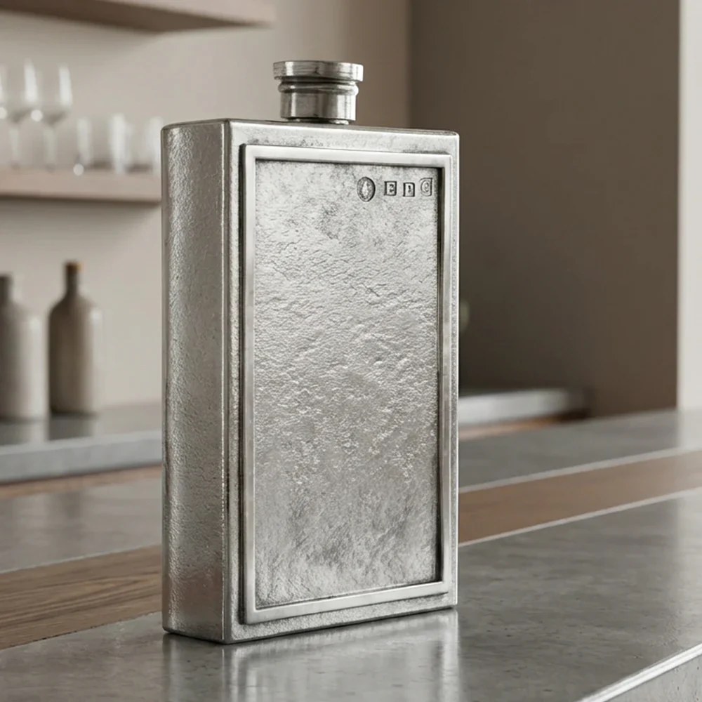 Legacy Pewter 6oz Rectangular Hip Flask - Image 2