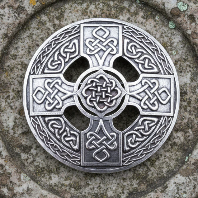 Celtic Cross Plaid Brooch