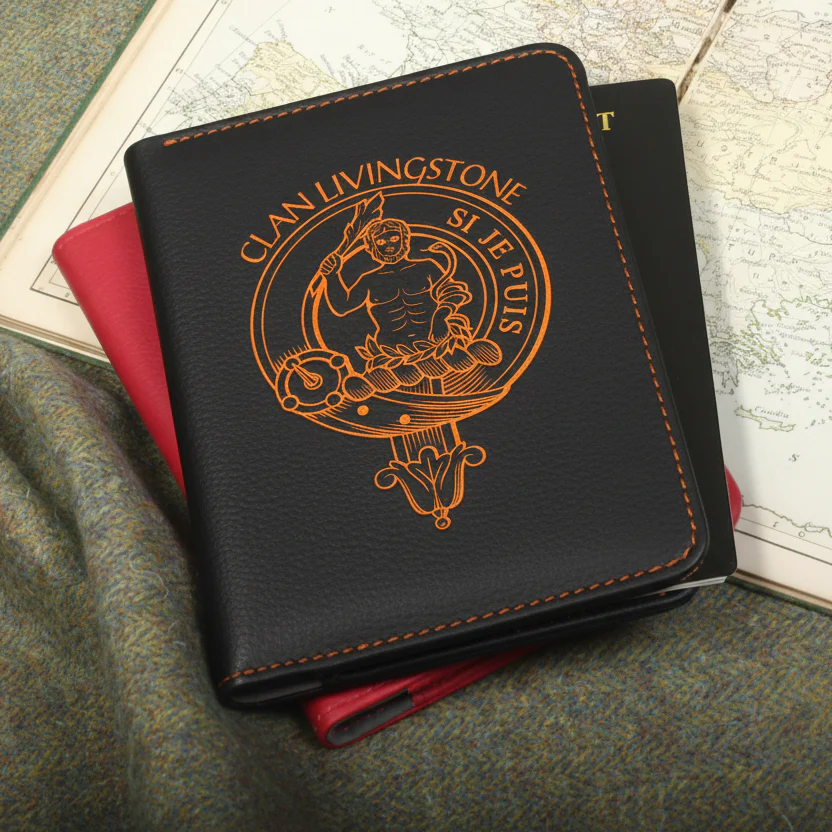 Livingstone Clan Crest Leather Passport Cover