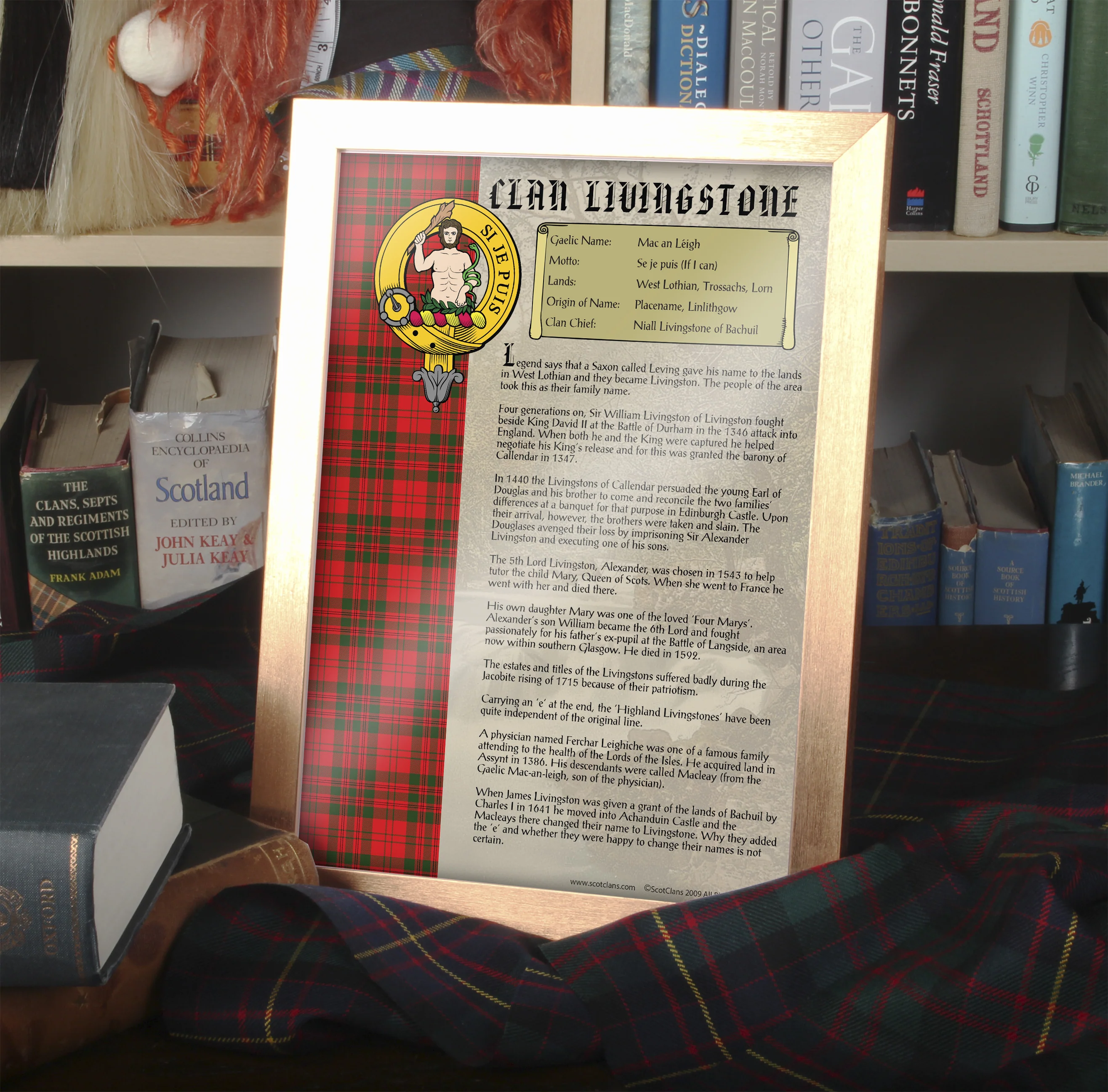 Livingstone Clan History Print - Choose Framed or Unframed.