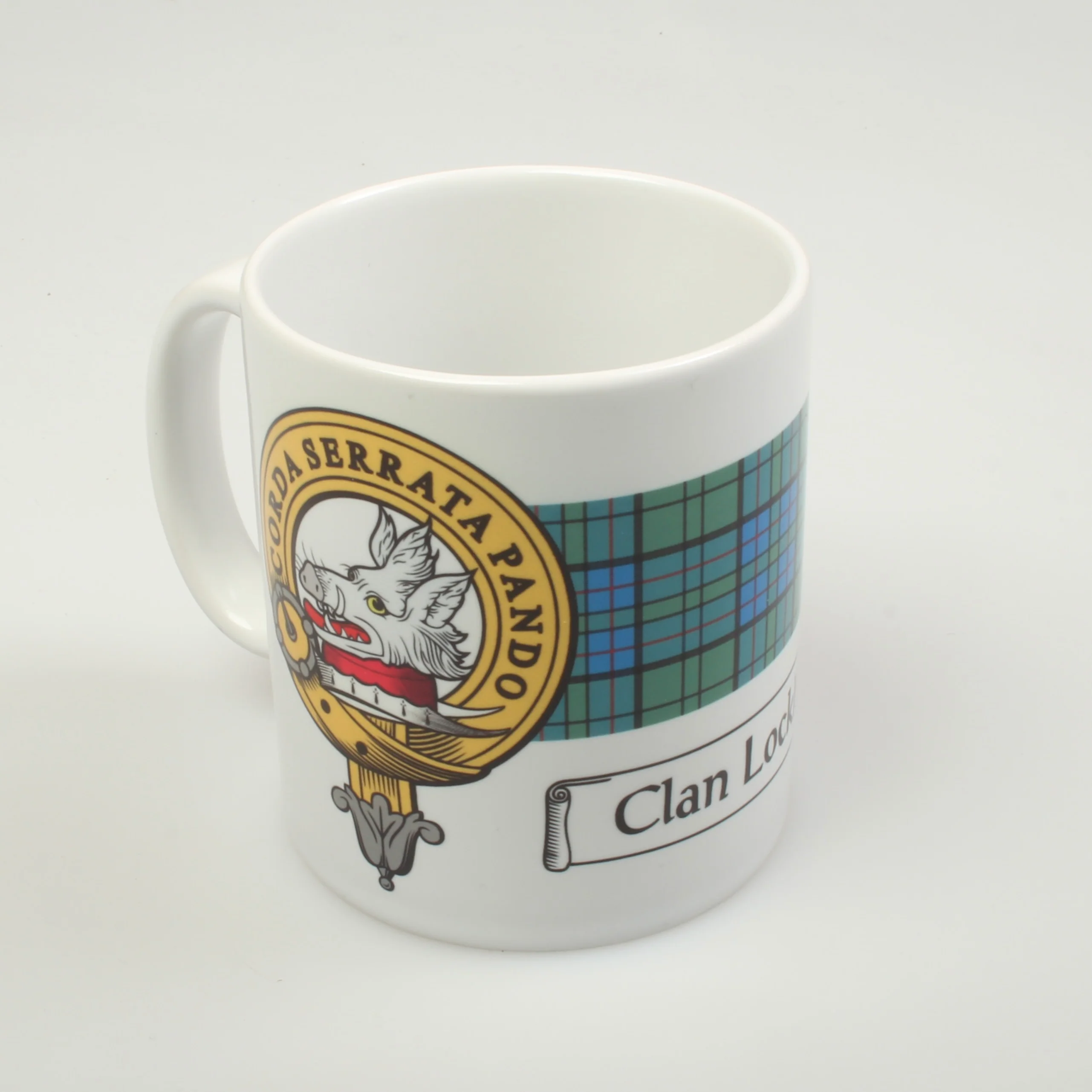 Lockhart Clan Crest and Tartan Mug - Image 2