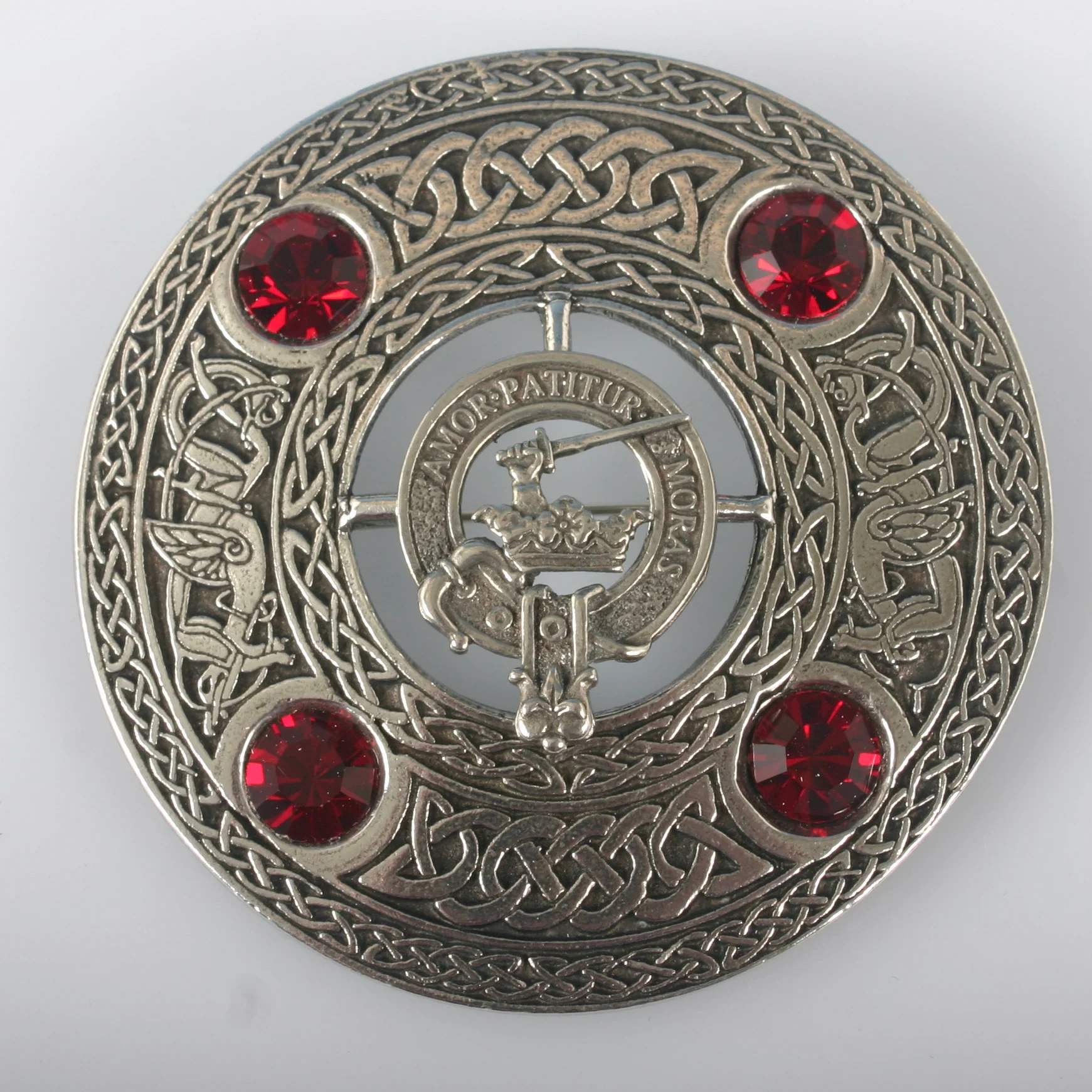 Lumsden Clan Crest Pewter Plaid Brooch - Image 2
